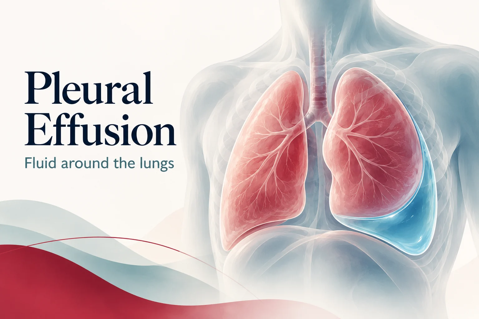 Illustration of fluid collecting around a lung